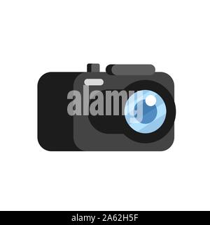 Flat style with long shadows, camera vector icon illustration. Stock Vector