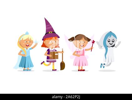 Happy Halloween. Set of cute cartoon children Stock Vector