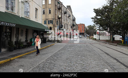 River Street in Savannah by tjhe River Stock Photo