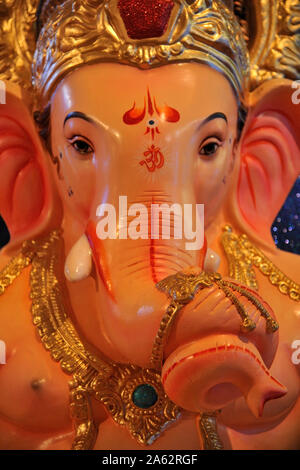 Mumbai, Maharashtra, India, Southeast Asia : Workshop for making Huge idols of lord Ganesh elephant-headed Hindu god Ganesha for Ganpati festival. Stock Photo