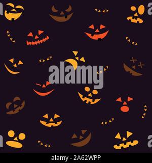 Halloween seamless pattern with pumpkins faces Stock Vector