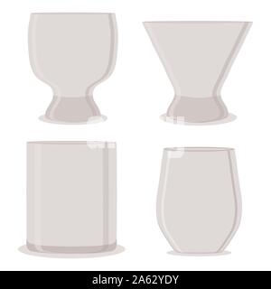 Abstract vector icon illustration of logo for transparent empty cup glass. Cup pattern consisting of beautiful crystal glasses, dessert cocktails.Drin Stock Vector
