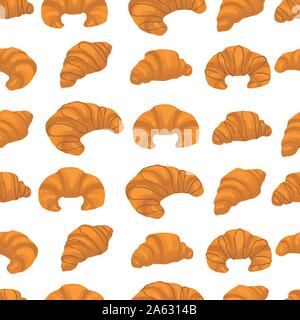 Vector icon illustration logo for fresh French croissant, baked goods on morning breakfast. Croissant pattern consisting of natural sweet product. Eat Stock Vector