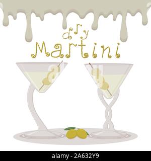 Abstract vector icon illustration logo for alcohol cocktails martini. Martini pattern consisting of full glass cup with transparent cocktail,sliced ol Stock Vector
