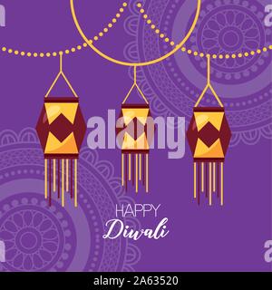 happy diwali festival poster flat design Stock Vector