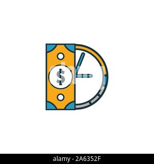 Money Time icon set. Four elements in diferent styles from money icons collection. Creative money time icons filled, outline, colored and flat symbols Stock Vector