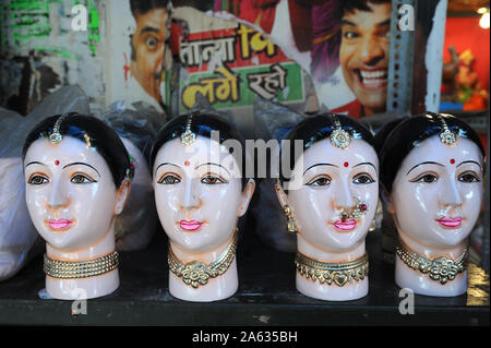 Mumbai, Maharashtra, India, Southeast Asia : Beautiful idols of Gauri Pupa is celebrated during the Ganesh Chaturthi  Ganapati festival. Stock Photo