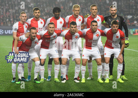 SK Slavia Prague team pose prior to the fourth round UEFA Europa League  match SK Slavia Praha vs Apoel Nikosie in Prague, Czech Republic, on  Wednesday, August 23, 2017. Upper row left