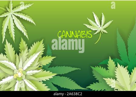 Paper cut Medical marijuana or cannabis leafs logo Stock Vector