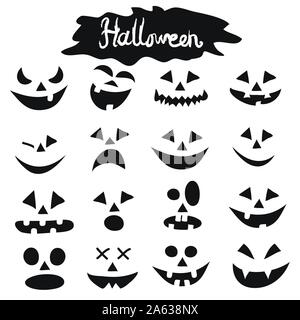 Halloween pumpkins figure faces set Stock Vector