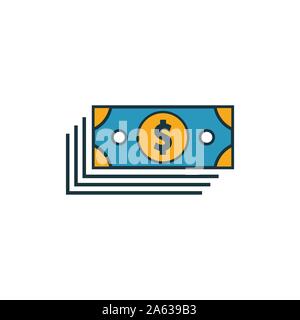 Money Notes icon set. Four elements in diferent styles from money icons collection. Creative money notes icons filled, outline, colored and flat Stock Vector