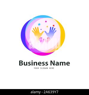 Colorful hands with heart, vector, business design Stock Vector