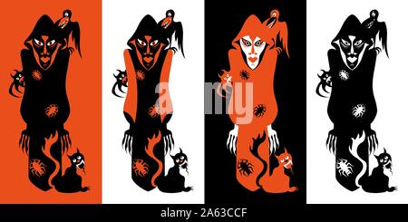 Set of Halloween night backgrounds Stock Vector