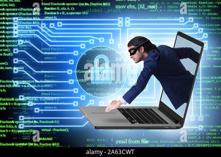 The hacker man trying to steal personal data Stock Photo
