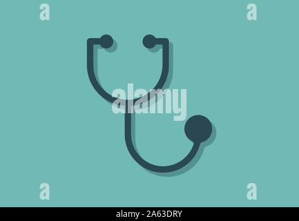 Stethoscope symbol, minimalistic vector illustration icon Stock Vector