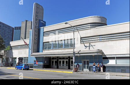 Dedicated in 1948, the Greyhound Station on Chester Avenue in downtown Cleveland was heralded as the largest bus terminal in the world at the time. Stock Photo