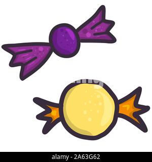 Cartoon set of candy on white background. Birthday celebration vector illustration. Confectionery decorative design. Stock Vector