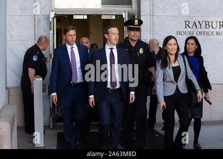 Facebook CEO Mark Zuckerberg departs after testifying before the U.S ...