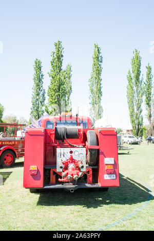 Rear view of a vintage Ford Fire Engine truck.