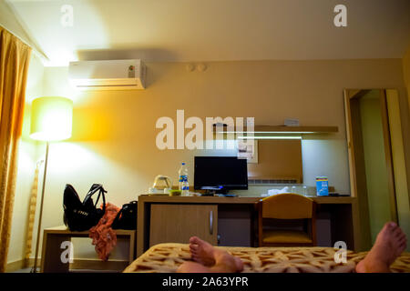 Pamukkale, Demre, Turkey - May 21, 2019: Hotel room interior, Pam Hotel in Turkey near Pamukkale Stock Photo