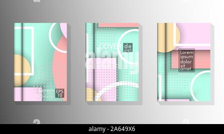 the cover of the background book collection in the form of overlapping memphis style. design vector Stock Vector