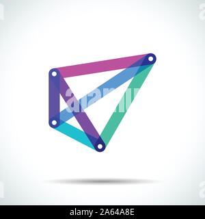 Abstract pyramid logo with intersecting transparent lines Stock Vector