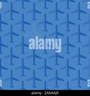 Flat styled seamless pattern with missing plane Stock Vector