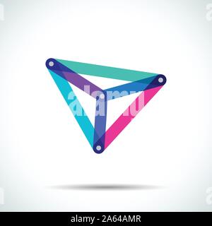 Abstract pyramid logo with intersecting transparent lines Stock Vector