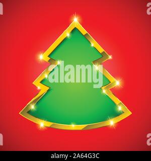 Christmas tree card with golden border Stock Vector Image & Art - Alamy