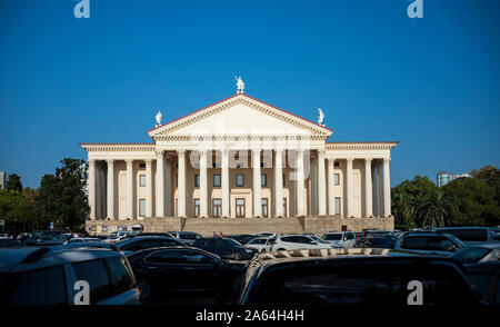 Winter theater lit by the evening sun in Sochi, Russia. October 21, 2019 Stock Photo