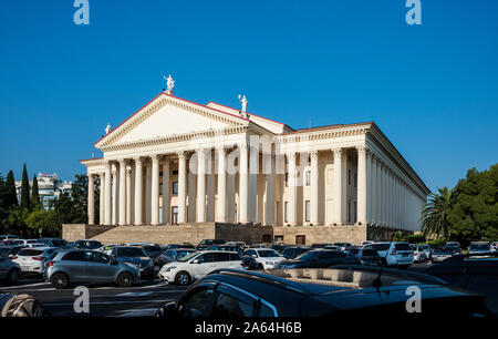 Winter theater lit by the evening sun in Sochi, Russia. October 21, 2019 Stock Photo