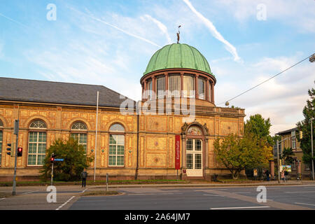 Karlsruhe, Germany - October 2019: Outside of historical neoclassical building of State Art Gallery art museum called 'Staatliche Kunsthalle' Stock Photo