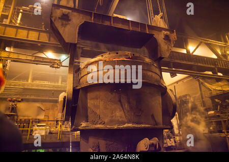 steel production in electric furnaces. Stock Photo