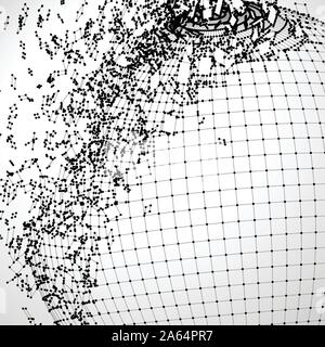 Exploded grid ball made of connected dots Stock Vector