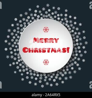 Scattered snowflakes under the retro frame Stock Vector