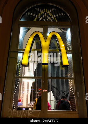 Mac Donald hamburger restaurant, Railway station, Ljubljana, Slovenia Stock Photo