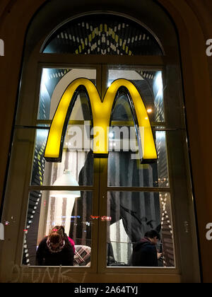 Mac Donald hamburger restaurant, Railway station, Ljubljana, Slovenia Stock Photo