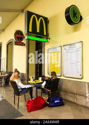 Mac Donald hamburger restaurant, Railway station, Ljubljana, Slovenia Stock Photo