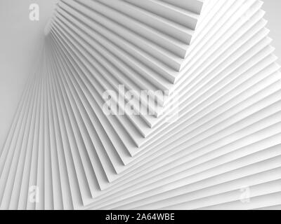 Abstract white digital background, spiral stairs installation, 3d rendering illustration Stock Photo