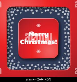 Scattered snowflakes under the retro frame Stock Vector
