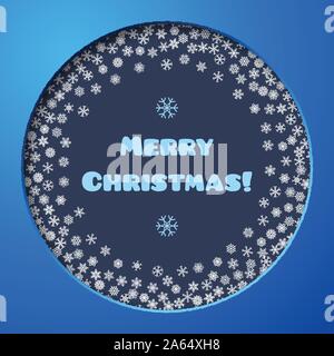 Scattered snowflakes under the retro frame Stock Vector