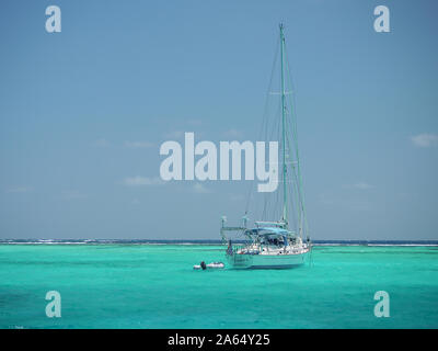 Yachts, Tobago Cays, Saint Vincent and the Grenadines Stock Photo