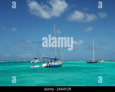 Yachts, Tobago Cays, Saint Vincent and the Grenadines Stock Photo