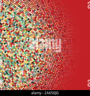 Flat colored ornament with retro halftone dots Stock Vector