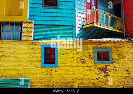 Bright walls of the building in district La Boca, Buenis Aires, Stock Photo