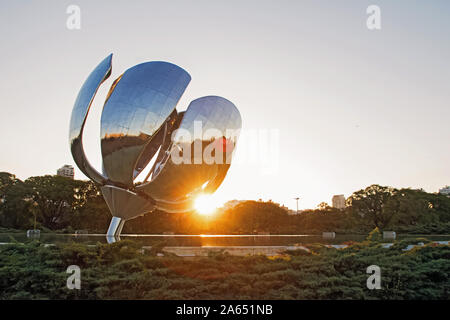 Metal Flower sculpture located in Recoleta, Buenos Aires, Argentina Stock Photo
