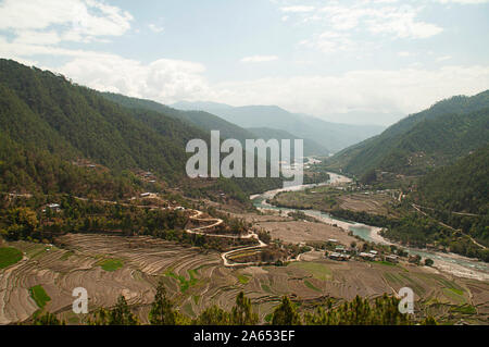 Beautiful landscape, Punakha District in Bhutan Stock Photo