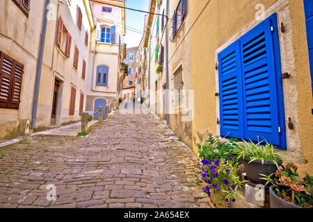 Motovun. Paved colorful street of old town of Motovun, Istria region of Croatia Stock Photo