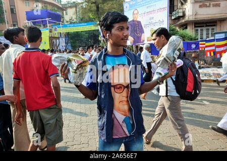 Boy wearing t shirt printed with Dr Babasaheb Ambedkar, Mumbai, Maharashtra, India, Asia Stock Photo