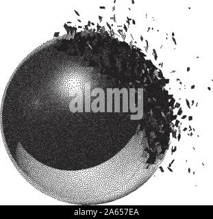 Dotwork raster ball explosion Stock Vector